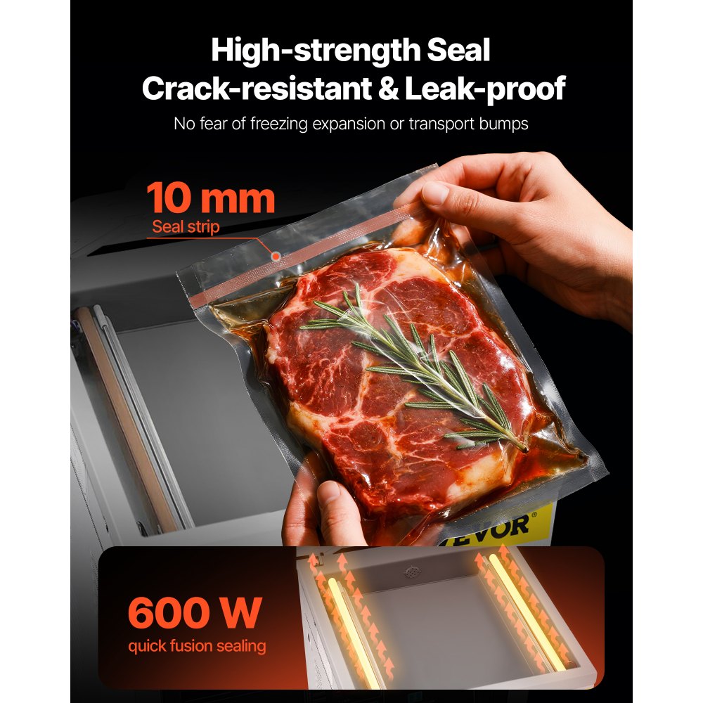 VEVOR Chamber Vacuum Sealer, 600W Sealing Power, Vacuum Packing Machine for Wet Foods, Meats, Marinades and More, Compact Size with 400 mm Sealing Length, Applied in Home Kitchen and Commercial Use