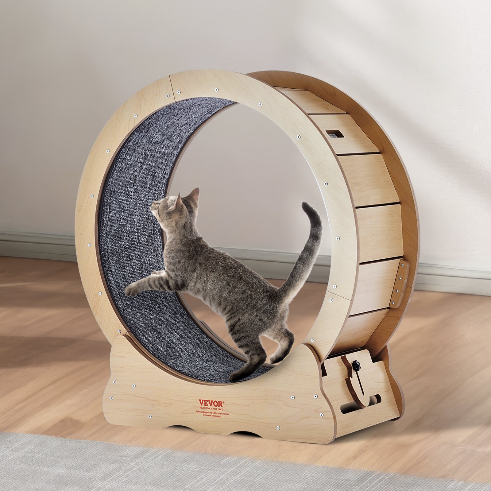 VEVOR Cat Exercise Wheel, Large Cat Treadmill Wheel for Indoor Cats, 29.5 inch Cat Running Wheel with Detachable Carpet and Cat Teaser for Running/Walking/Training, Suitable for Most Cats