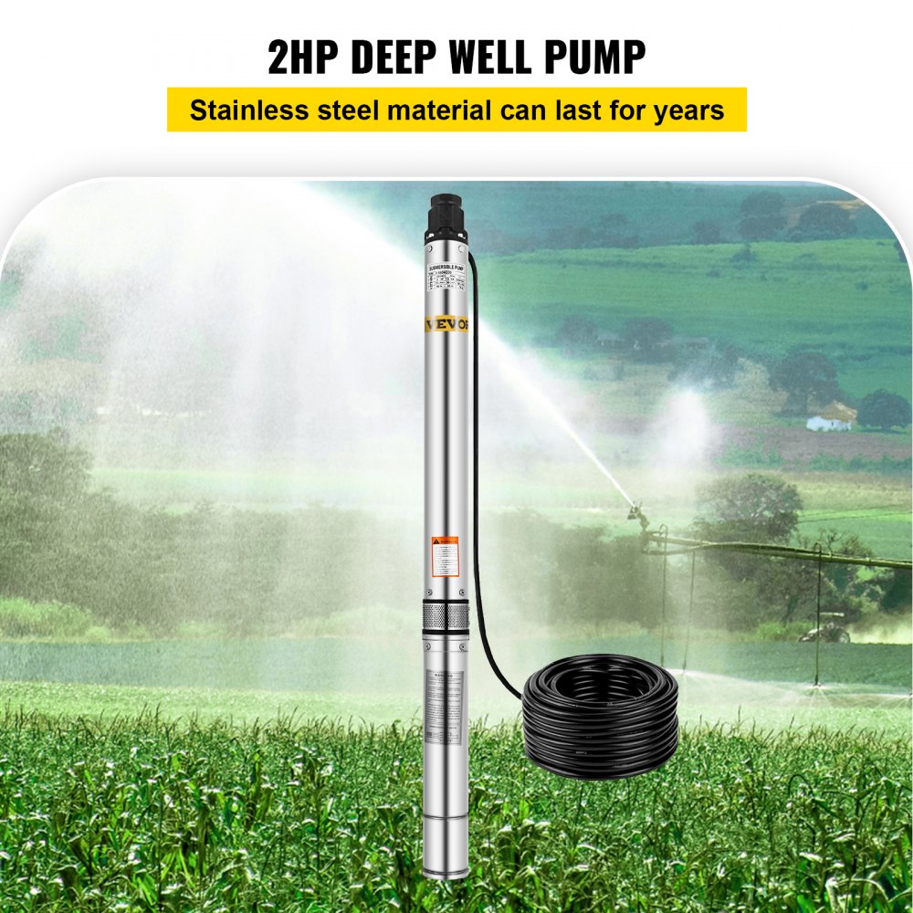 3,5" Edelstahl Tiefbrunnenpumpe Tauchpumpe 3,5zoll, 1500w, 230v, 4500 L/h, 9 Bar