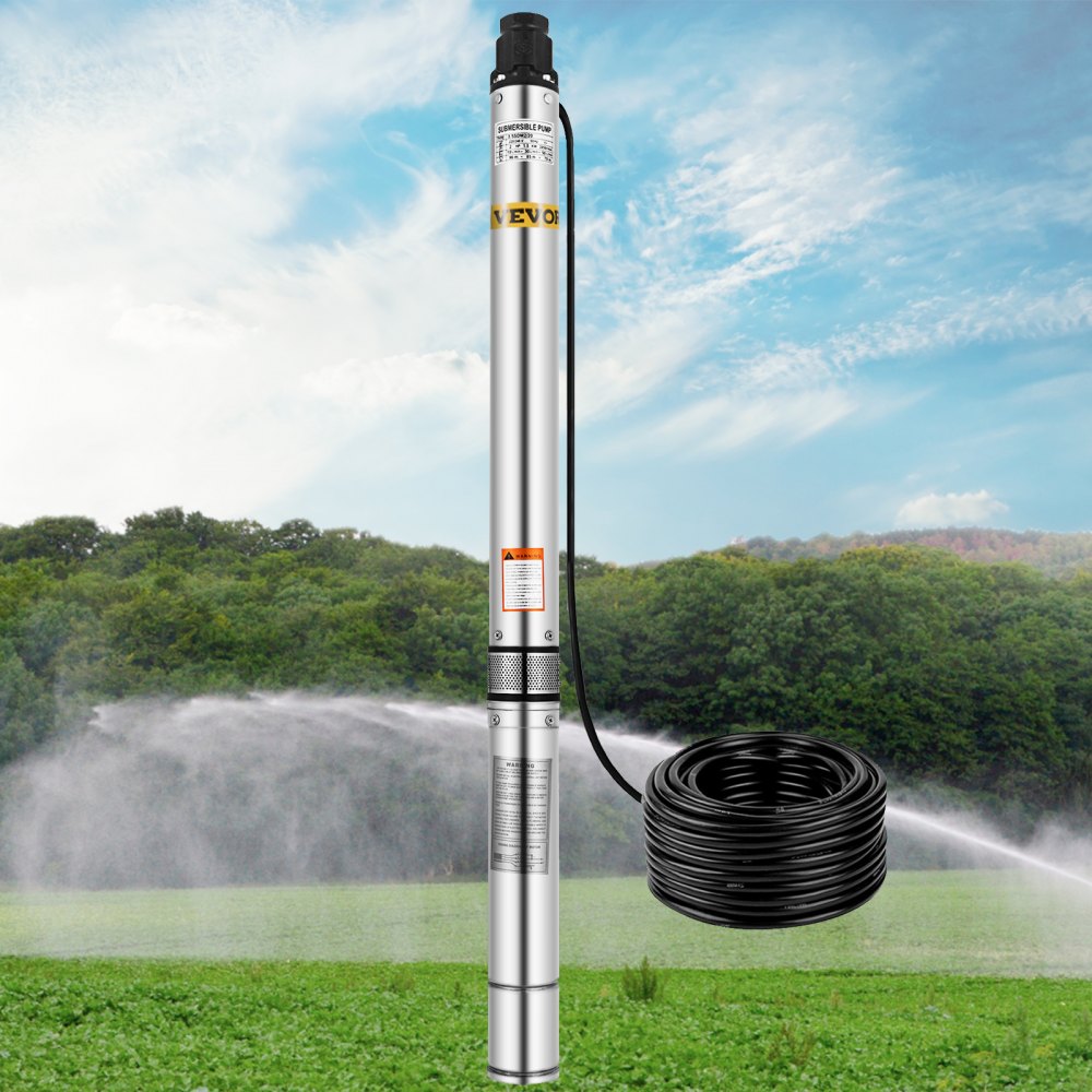 3,5" Edelstahl Tiefbrunnenpumpe Tauchpumpe 3,5zoll, 1500w, 230v, 4500 L/h, 9 Bar