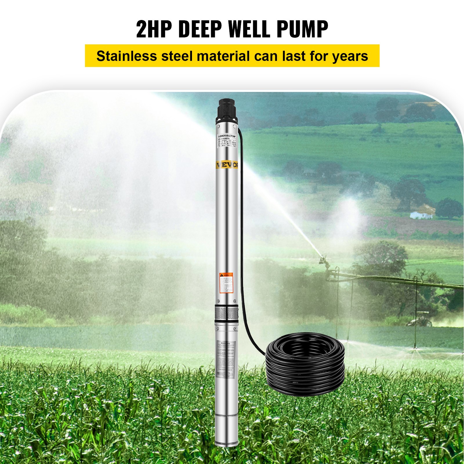 3,5" Edelstahl Tiefbrunnenpumpe Tauchpumpe 3,5zoll, 1500w, 230v, 4500 L/h, 9 Bar