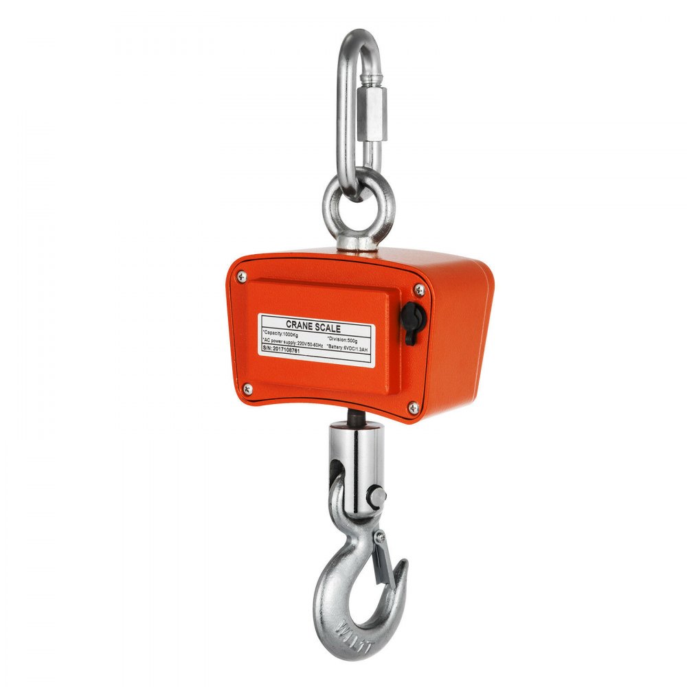 VEVOR Wildwaage Digital 1 000 KG, Hängewaage Digital mit Hohe Genauigkeit, Elektronische Kranwaage Hängewaage Digitale Haken, Mini tragbare Hängewaage mit LCD Anzeige für Reise Koffer, Fischerei