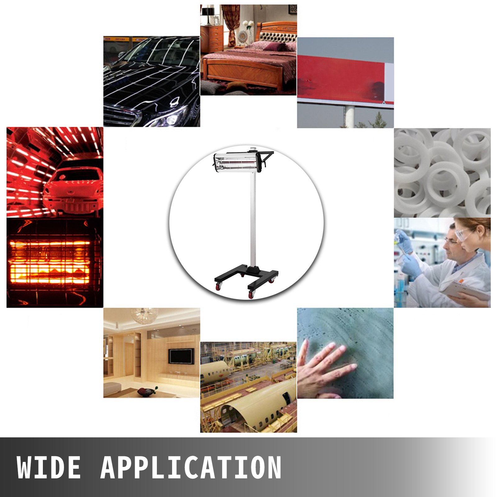 VEVOR IR 1000 W Infrarotstrahler mit Timer Lacktrockner Heizstrahler Smart Spot Repair