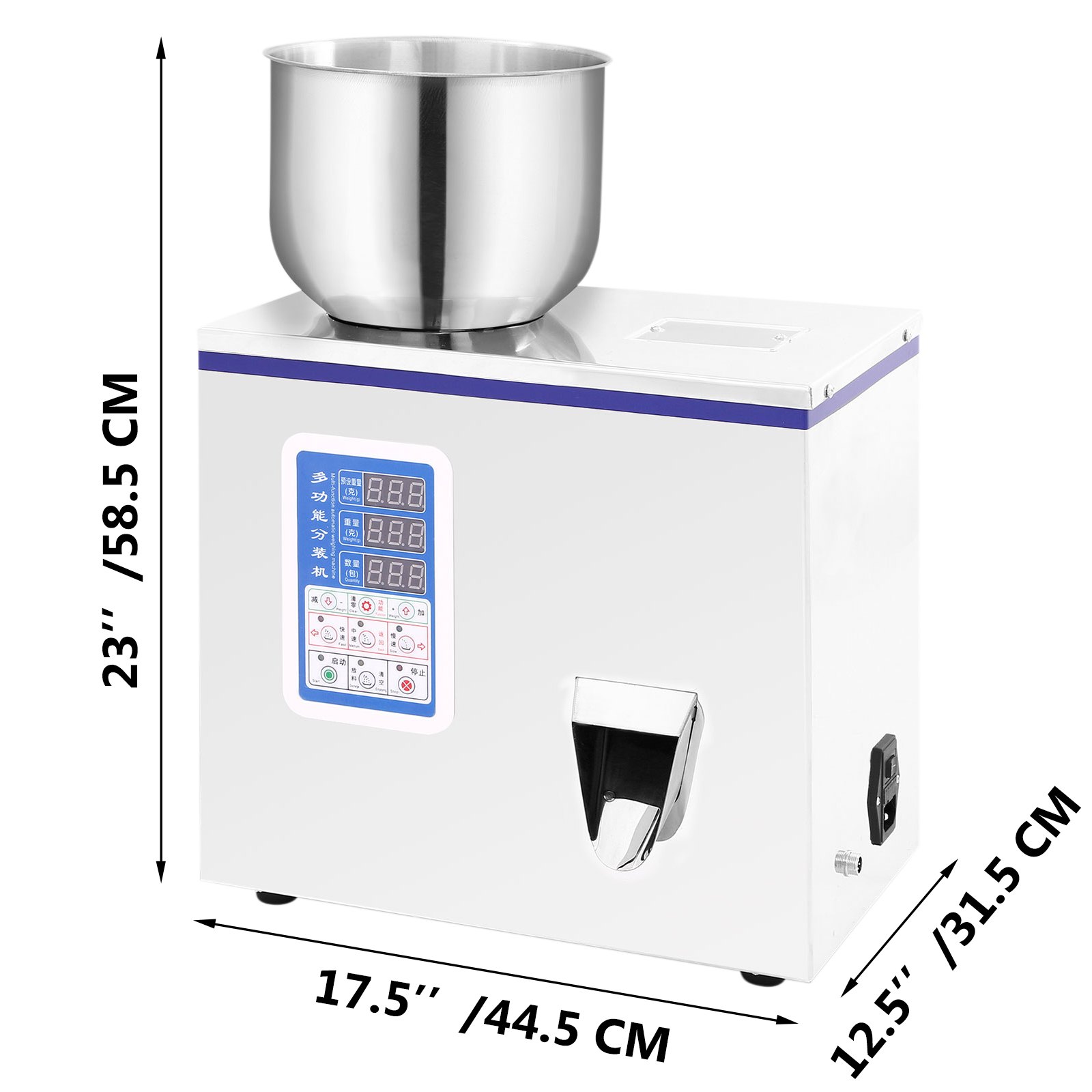 VEVOR 100 g Pulverfüllmaschine 50 W Pulverabfüllmaschine Edelstahl Puderteilchen Unterpaket Lebensmittelabfüllmaschine für Feinpulver Chemiepulver