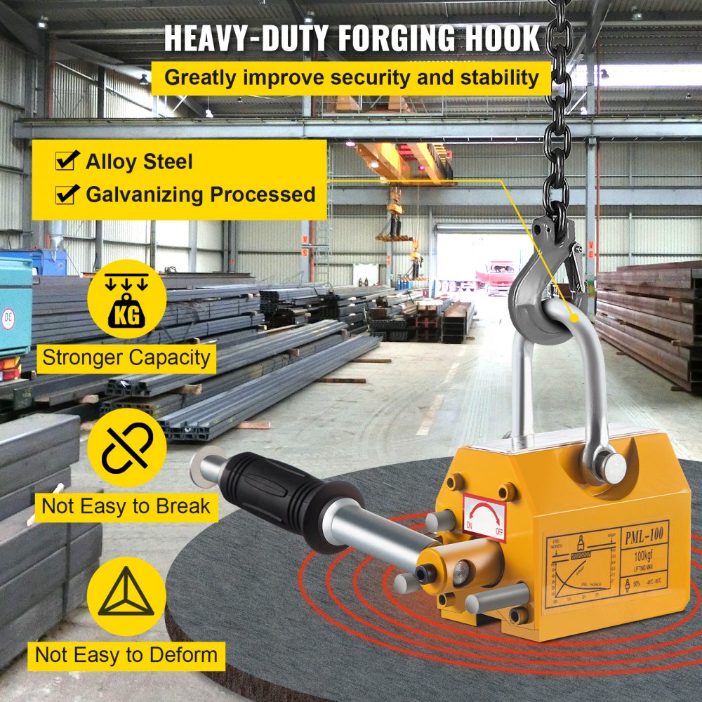 100 KG Stahl Magnetischer Heber Heavy Duty Crane Hoist Hubmagneten 220lb
