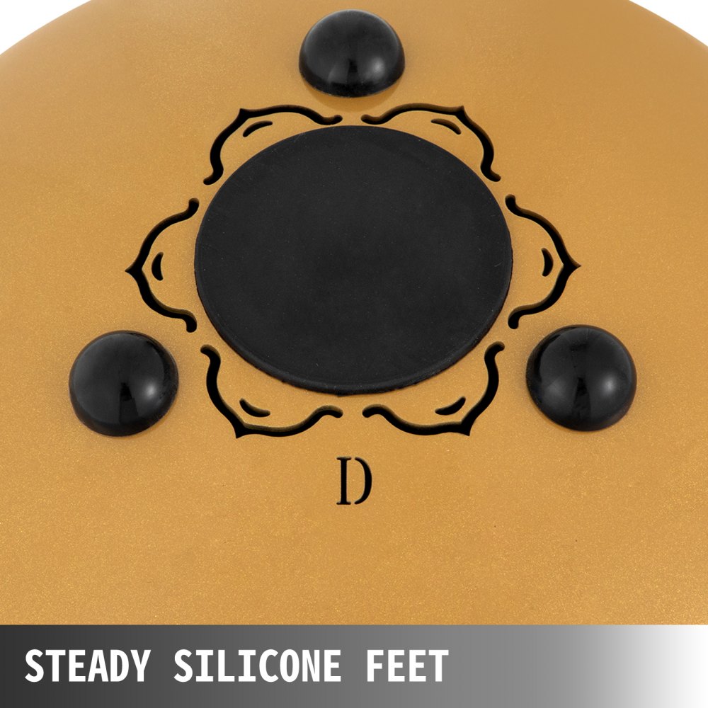 VEVOR Perkussionsinstrument 11 Tone Zungen Trommel 10 Zoll, Stahl Zungen Trommel, Hand Pan Drum mit Trommelschläger, Tragetasche, Ton Schläger für Meditation, Yoga, Sound Healing (Golden)