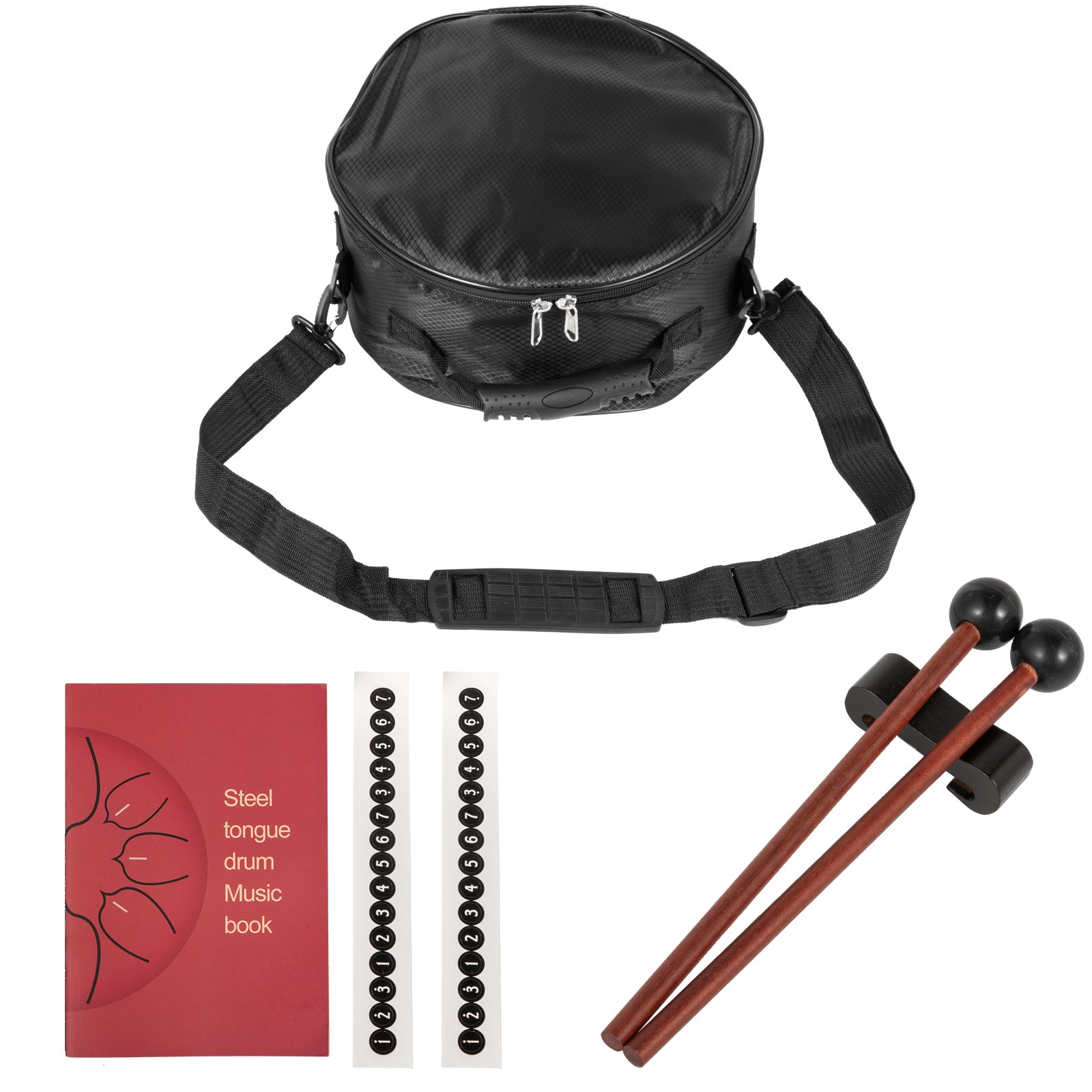 VEVOR Zungentrommel aus Stahl,Drum Instrument 11 Töne, Drum Instrument 25 cm, Percussioninstrument Pistolenfarbe mit Reisetasche, Musikbuch, Schlägel, Lila Tank Drum Chakra Drum