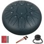 VEVOR Zungentrommel aus Stahl, Drum Instrument 11 Töne, Drum Instrument 25 cm, Percussioninstrument Pistolenfarbe mit Reisetasche, Musikbuch, Schlägel, Marineblau Tank Drum Chakra Drum