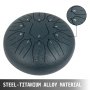 VEVOR Zungentrommel aus Stahl, Drum Instrument 11 Töne, Drum Instrument 25 cm, Percussioninstrument Pistolenfarbe mit Reisetasche, Musikbuch, Schlägel, Marineblau Tank Drum Chakra Drum