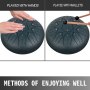 VEVOR Zungentrommel aus Stahl, Drum Instrument 11 Töne, Drum Instrument 25 cm, Percussioninstrument Pistolenfarbe mit Reisetasche, Musikbuch, Schlägel, Marineblau Tank Drum Chakra Drum