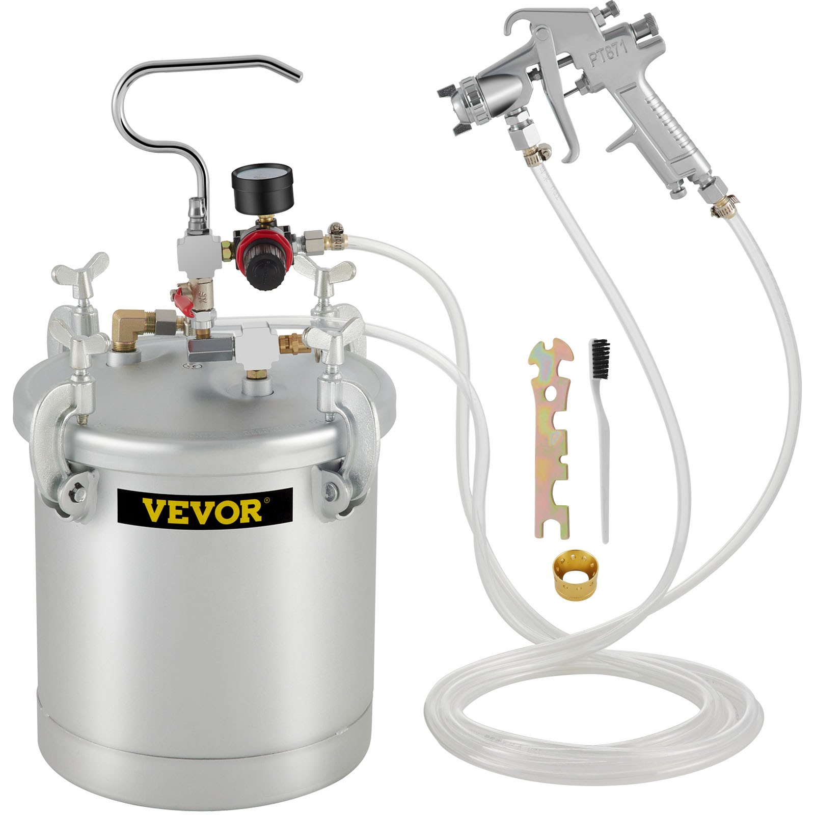 VEVOR 10 L Farbspritzpistole, 30 PSI Farbbehälter, Farbsprühsystem Lackhalter zum Auftragen von Wasserfarbe, Flecken, Lack, Lacken, feine Oberflächen für Innen- und Außenprojekte