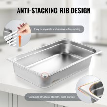 VEVOR 1er-Pack Hotelpfannen Gastronormbehälter Edelstahl 530x326x107mm 9,25L