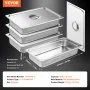 VEVOR 4er-Pack Hotelpfannen, Dampfpfanne in voller Größe mit Anti-Stau-Funktion und Deckel, 0,8 mm dicke Edelstahl-Dampftischpfanne, 4 Zoll tiefe kommerzielle Tischpfanne, Catering-Aufbewahrungspfanne für Lebensmittel, für Industrie und Wissenschaft