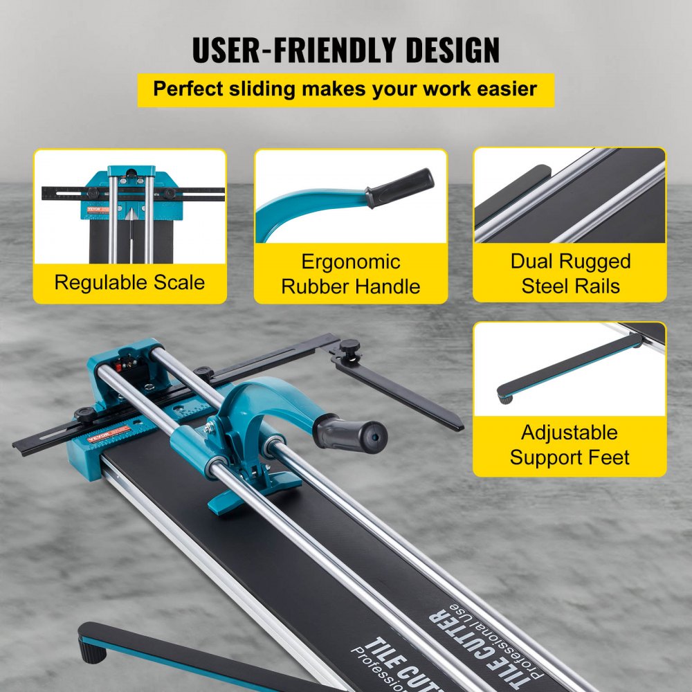 Tile cutter, 1200 mm cutting length, professional manual tile cutting machine, 6-15 mm cutting thickness, laser guide, precision tile cutter with metal cutting wheel