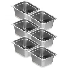 VEVOR 6 x Hotelpfannen Gastronormbehälter Edelstahl 1/2-Größe 325x266x148mm