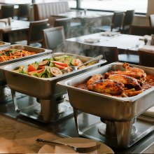 VEVOR Gastronormbehälter Hotelpfanne (1/2-Größe) 6 Stk. 6 L, wiederverwendbare Behälter (98 mm tief), rostfreie Catering-Aufbewahrung, Panierschale Speisebehälter für Party Restaurant Buffet