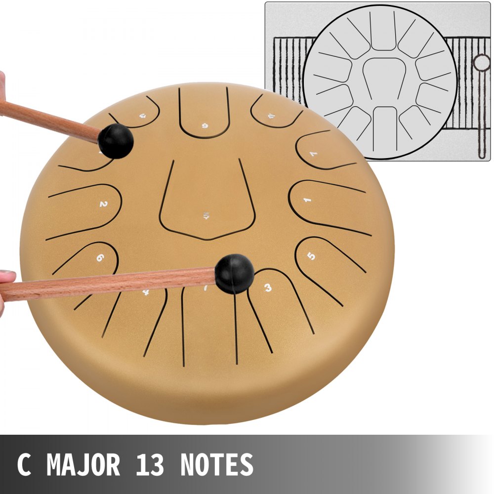 Stahlzungen Trommel Drum Instrument 13 Noten, Pan Drum Instrument 30 Cm