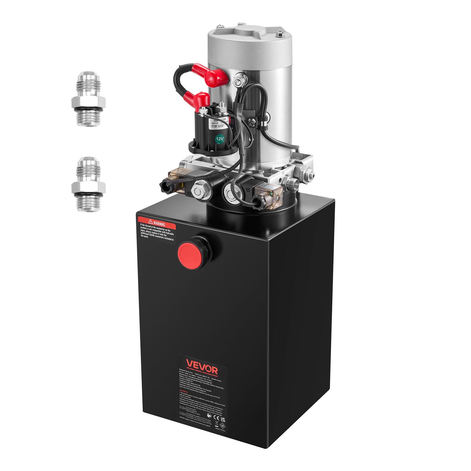 VEVOR 12 Qt Hydraulikaggregat doppeltwirkende Kippanhängerpumpe, maximaler Öffnungsdruck 22 MPa und Fördermenge 3,4 L/min, 12 V DC Hydraulikpumpe mit Metallbehälter für Kippanhänger Schwarz