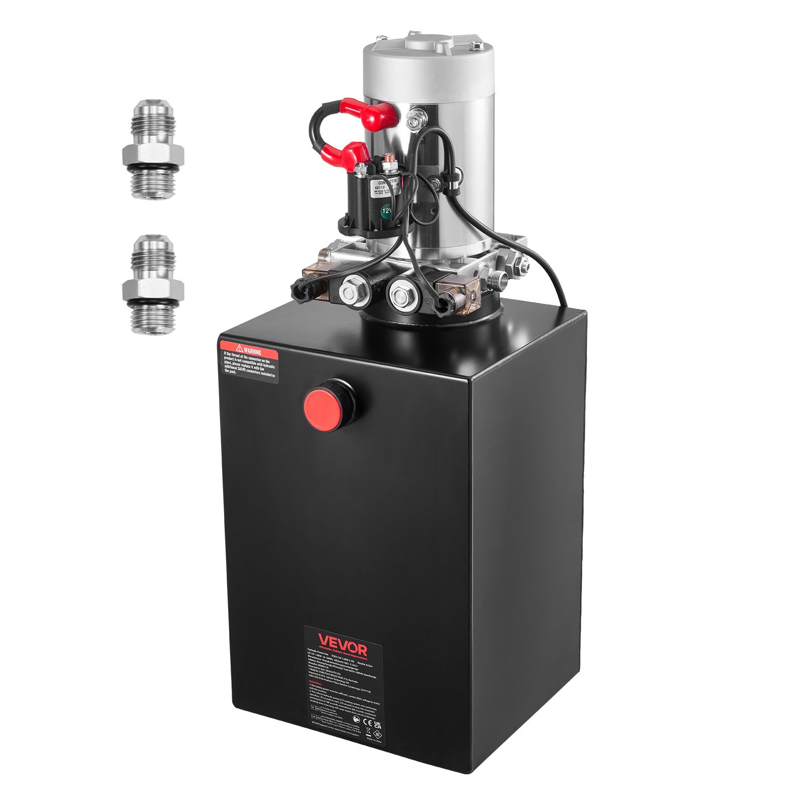 VEVOR 20 Qt Hydraulikaggregat doppeltwirkende Kippanhängerpumpe, maximaler Öffnungsdruck 22 MPa und Fördermenge 3,4 L/min, 12 V DC Hydraulikpumpe mit Metallbehälter für Kippanhänger Schwarz