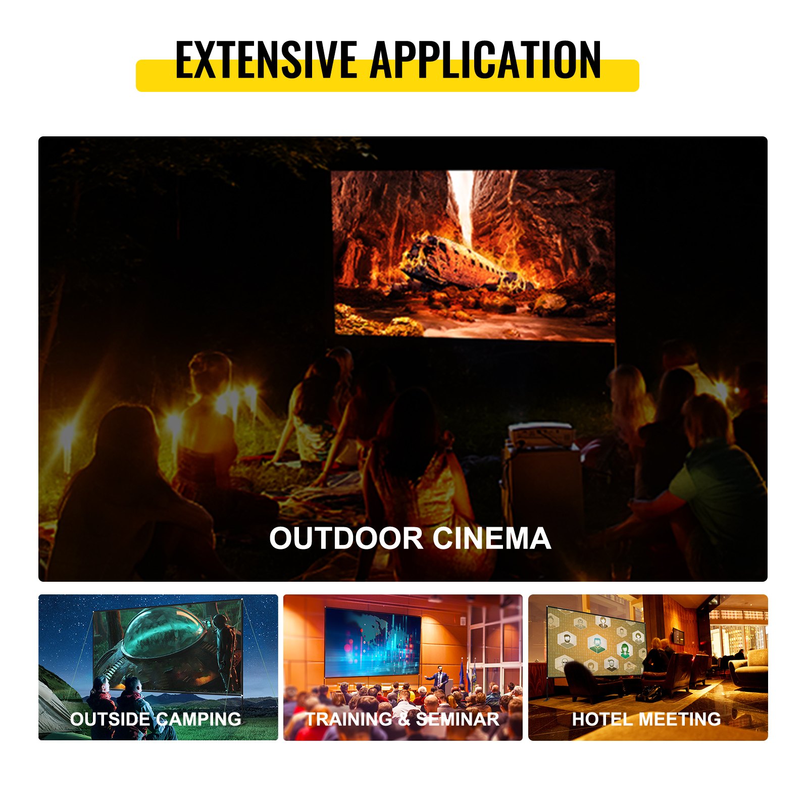 144 Inch 16:9 HD TV Outdoor& Indoor Folding Portable Movie Projector Screen Curtain Film
