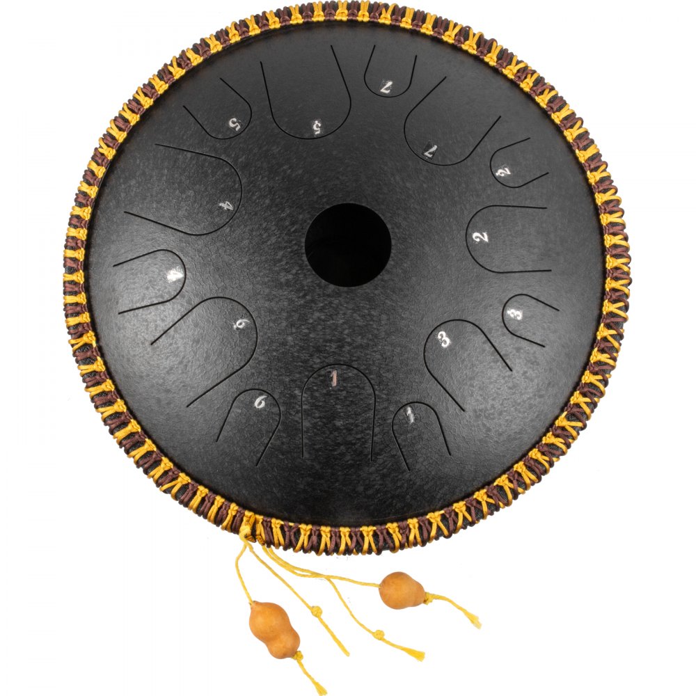 Handpan Stahlzungen Trommel 14" 14 Töne Schlaginstrument Tasche Schlägel Schwarz