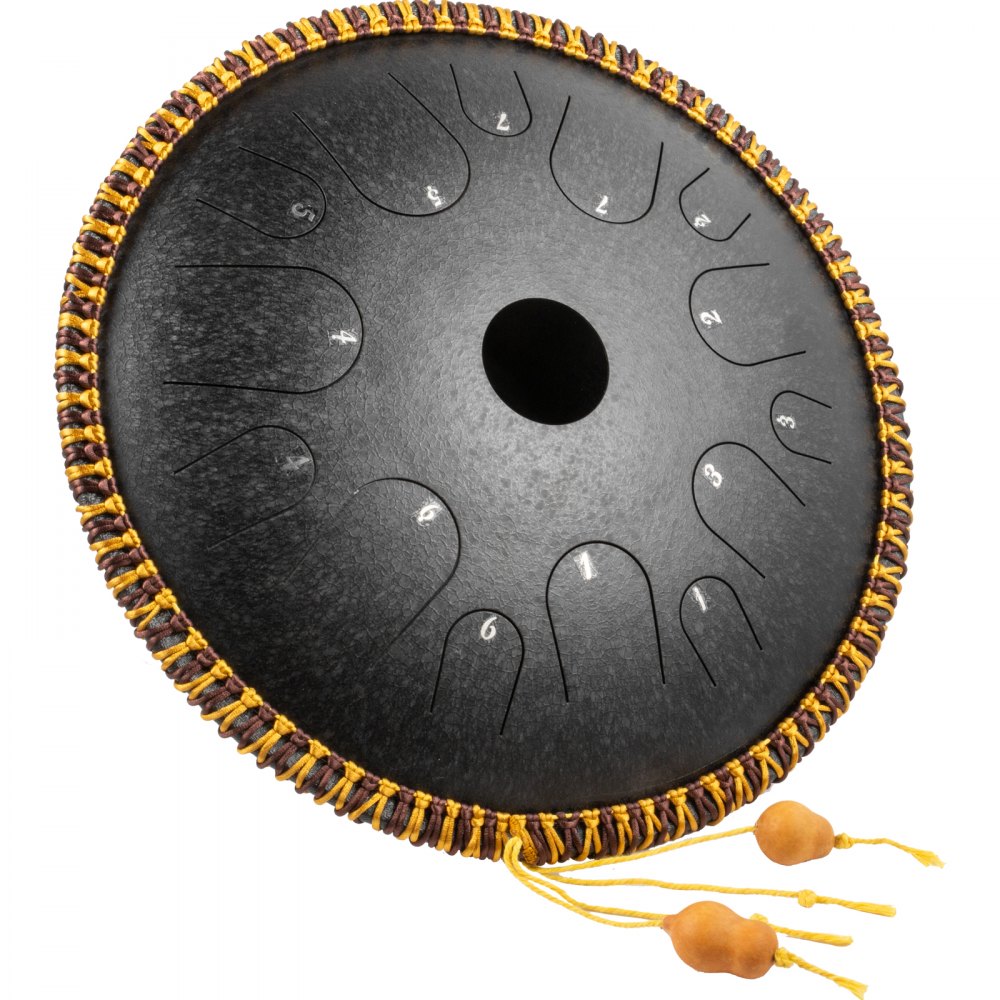 Handpan Stahlzungen Trommel 14" 14 Töne Schlaginstrument Tasche Schlägel Schwarz