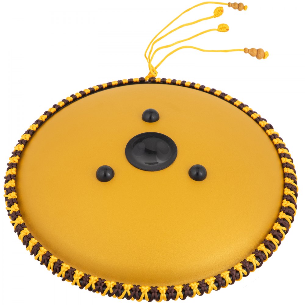 VEVOR Zungentrommel aus Stahl, Hang Drum Instrument 14 Töne, Hang Drum Instrument 36 cm, Percussioninstrument Pistolenfarbe mit Reisetasche, Schlägel, Golden Marineblau Tank Drum Chakra Drum