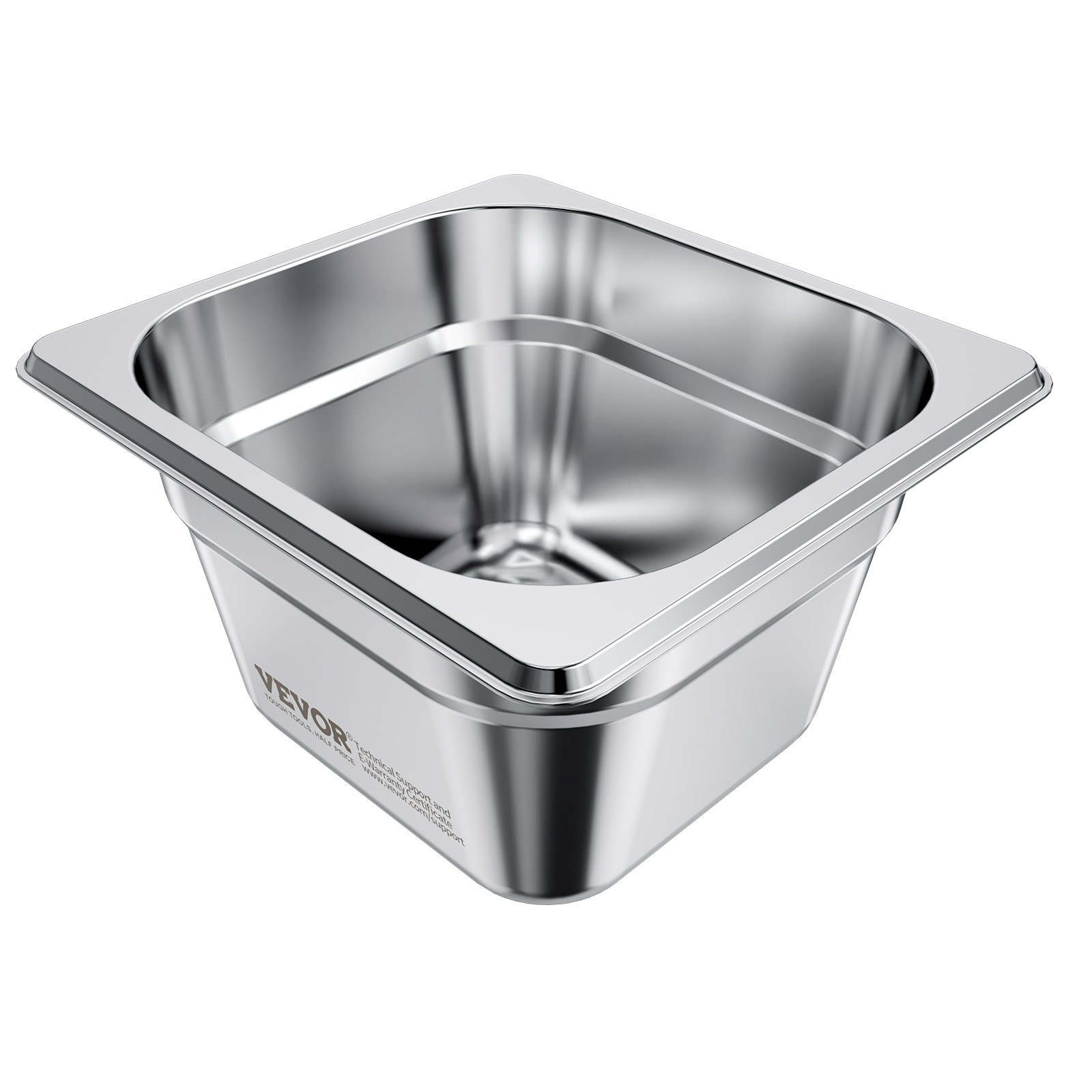 VEVOR Gastronormbehälter Hotelpfanne (1/6-Größe) 6 Stk. 1,7 L, wiederverwendbare Behälter (10 cm tief), rostfreie Catering-Aufbewahrung, Panierschale Speisebehälter für Party Restaurant Buffet