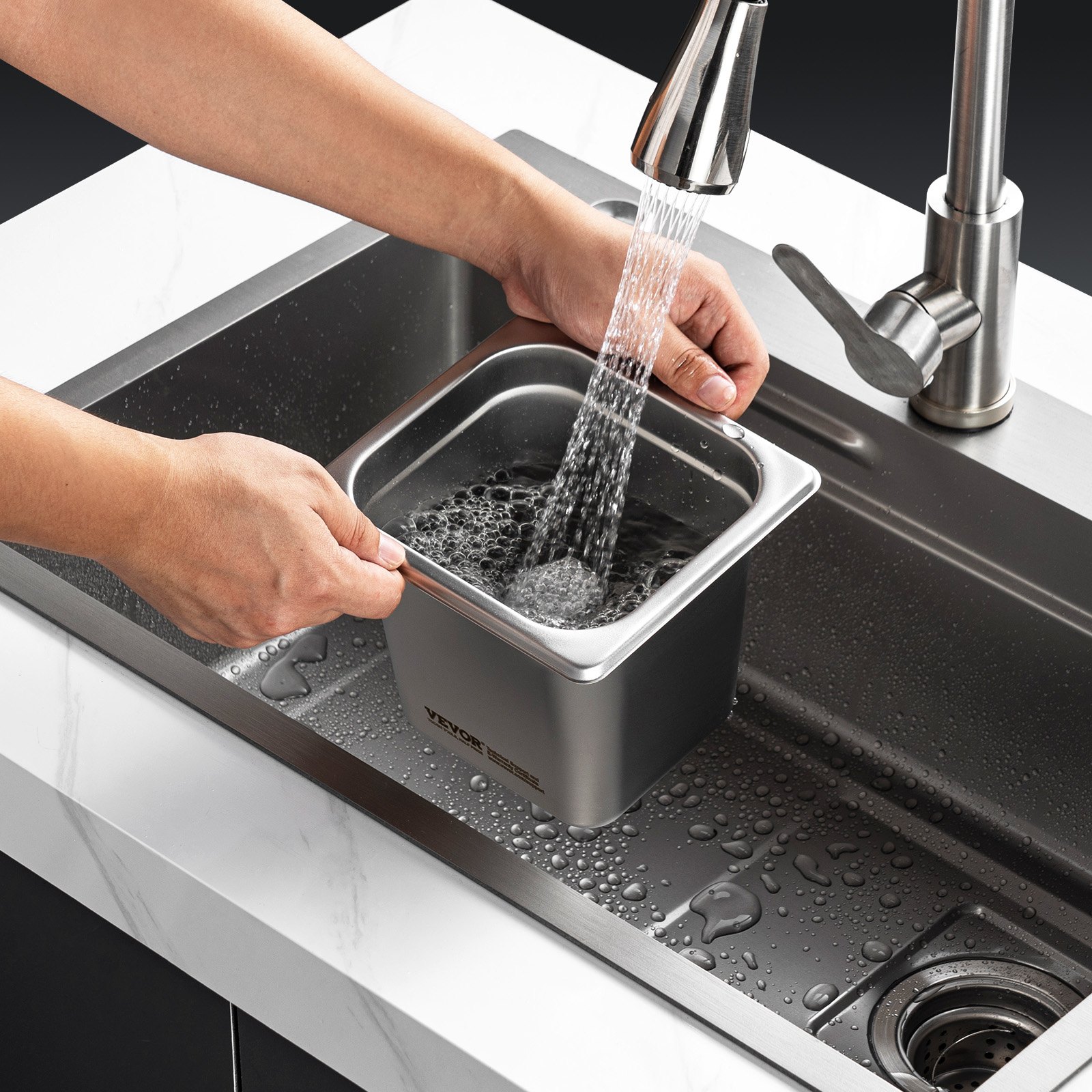 VEVOR Gastronormbehälter, Edelstahl Behälter 6 Stk. 1/6 Größe 178 x 168 x 160 mm Speisebehälter, kommerzieller Dampfpfanne Warmhaltebehälter für Speisen, Torten, Hotelpfanne Tisch Food Pan Buffet