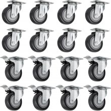 16x Transportrollen Lenkrollen Schwerlastrollen Mit Bremse Schwarz Wheel 125 Mm