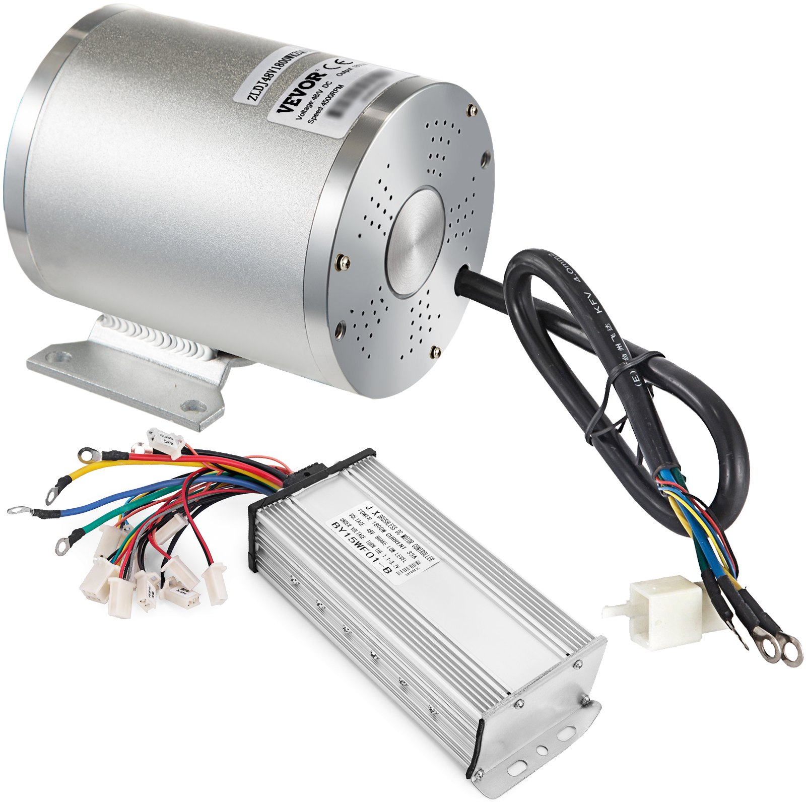 VEVOR Bürstenloser Gleichstrommotor Set 48V 1800W Elektro Bürstenloser Controller Motor Gasgriff für Atv Schiff