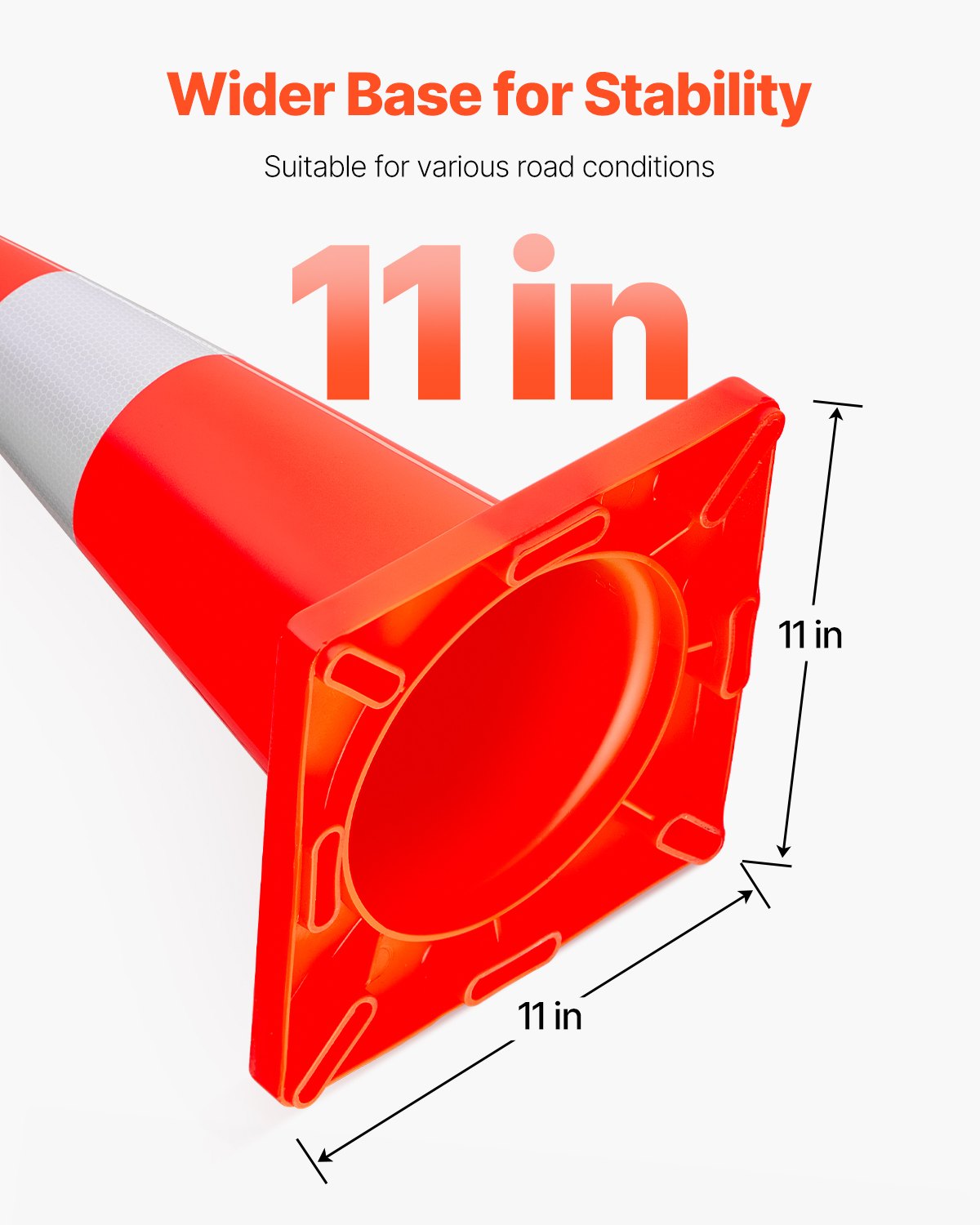 VEVOR 12er-Pack 45,7 cm Verkehrskegel, Sicherheits-Straßenparkkegel mit PVC-Basis, Orangefarbene Verkehrskegel, Gefährliche Baukegel für das Parken im Hausverkehr