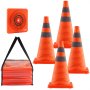 VEVOR Sicherheitskegel Verkehrshütchen, 4 Stk. Zusammenklappbare Verkehrskegel, 245 x 245 mm Baukegel mit Reflektierenden Kragen, Warnkegel mit Aufbewahrungstasche, Verkehrskontrolle, Parkplätze