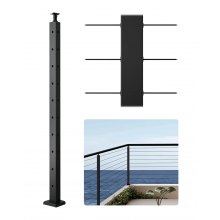 VEVOR Kabelgeländerpfosten 91,4x3x5cm L-Löcher Schwarz 1JZLGZXHS914IVCFL001V0