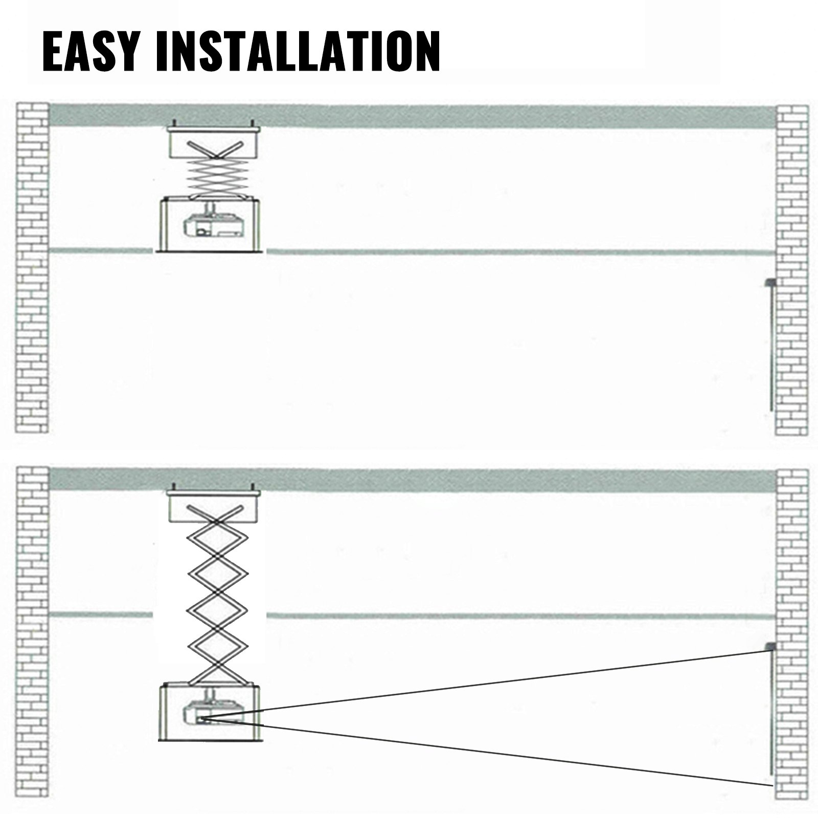 VEVOR Projektorhalterung Deckenlift 1m Universal Projektorlift 24W Projektorlift Motorisierte Stütze 7kg mit Fernbedienung für Meetings Kino Klassenzimmer 500x500x350mm