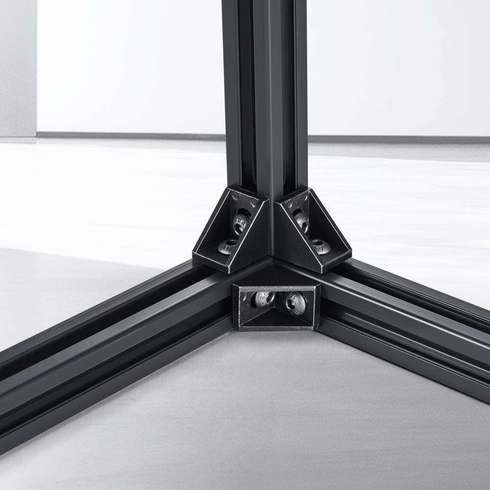 VEVOR 10er Set Aluprofil 2000 mm T-Nut 2020 Aluminium Profil, eloxierte Linearschiene nach europäischem Standard, Nutenprofil für 3D-Drucker, CNC-Maschine DIY, Lasergravur, Schwarz