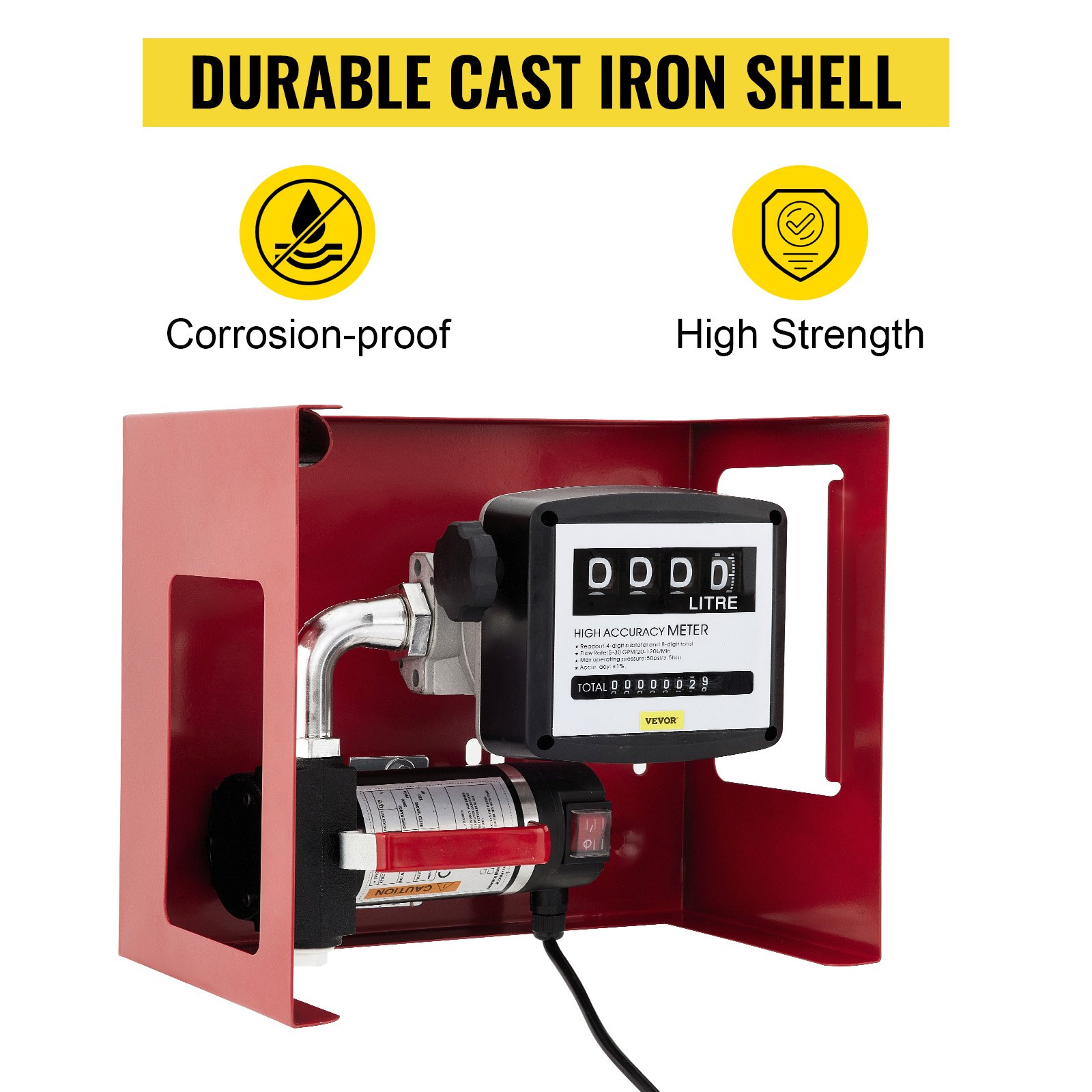 VEVOR Dieselpumpe Heizölpumpe 40L, 155W Selbstansaugende Ölpumpe, 2800U/min Motordrehzahl Ölabsaugpumpe Selbstansaugend, 20 kg Diesel Kraftstoff-Umfüllpumpe, Zählwerk Automatik Pumpe für Biokraftstoff