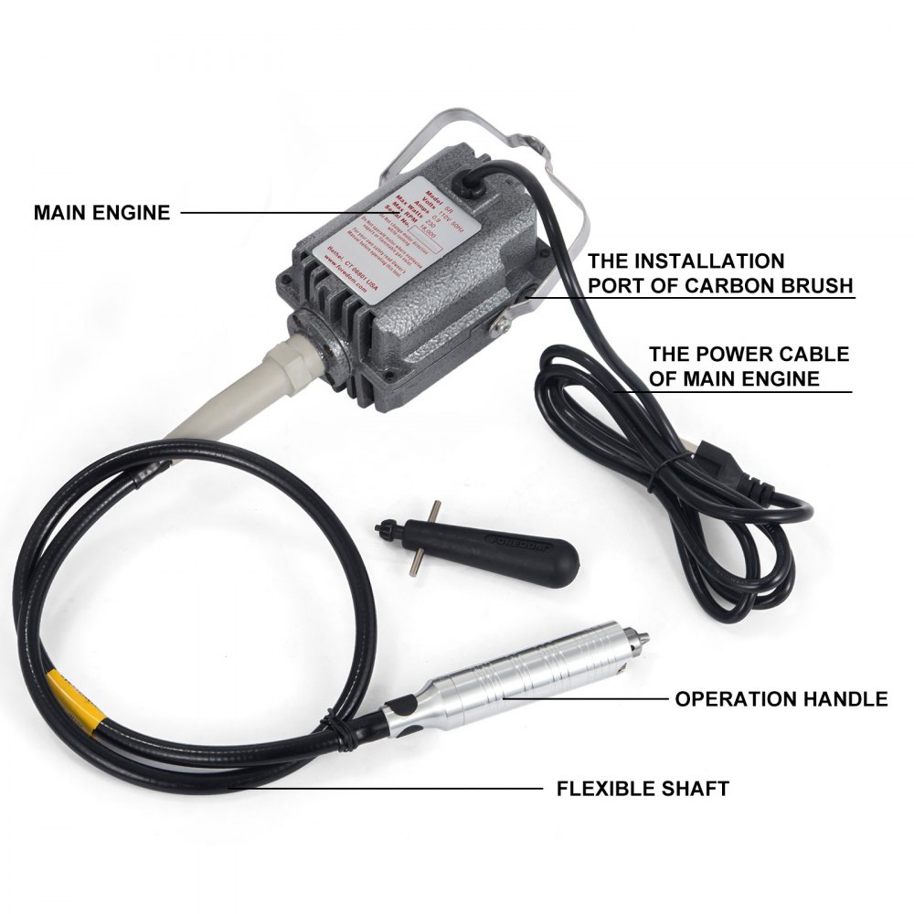 VEVOR S-R Hängende Flexwellenmühle, 4mm Schmuck Design, Reparatur Werkzeuge 0-18000 RPM, Pedal aus technischem Kunststoff, nagelneu für hochpräzises Gravieren, Schleifen, Polieren usw. 47 x 31 x 12cm