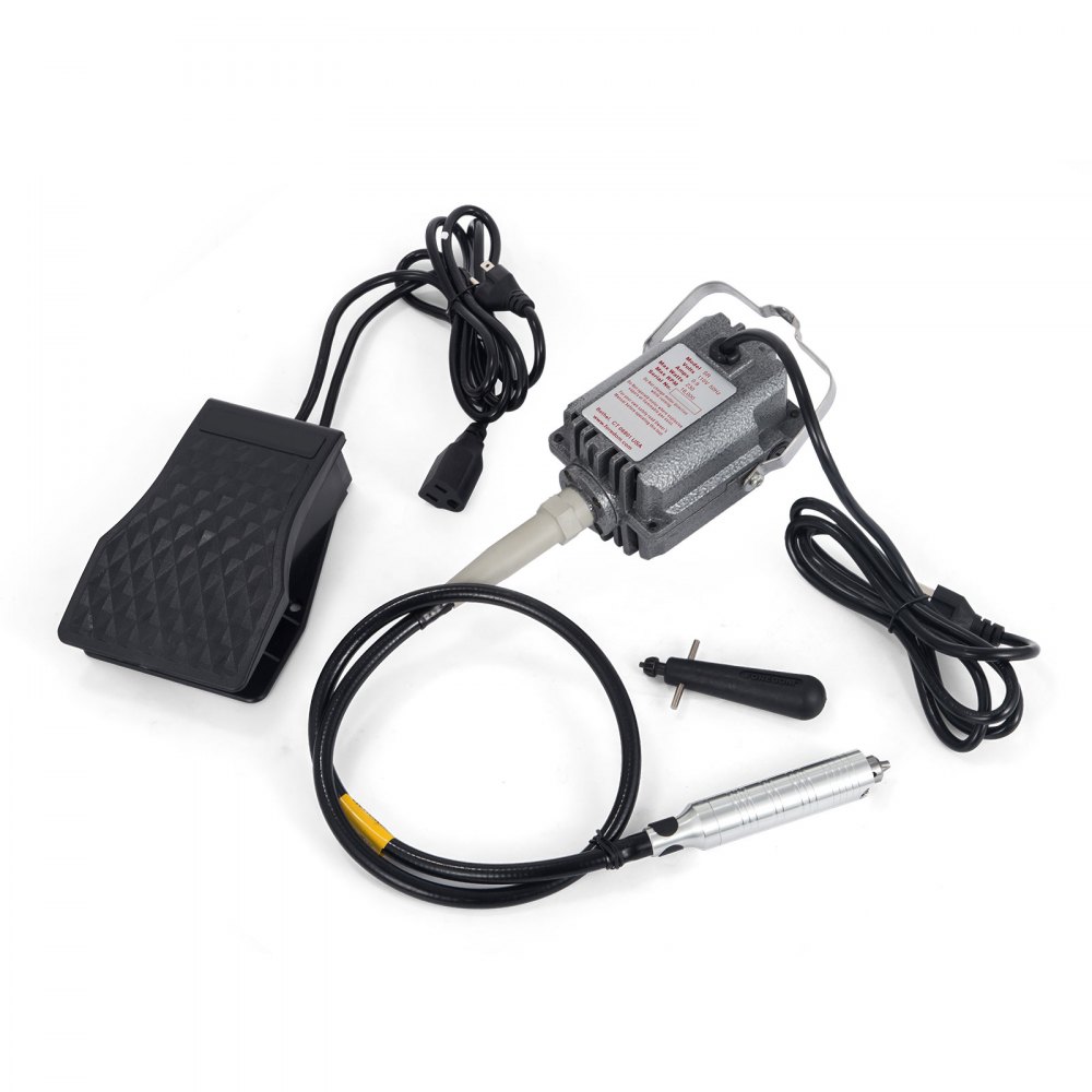VEVOR S-R Hängende Flexwellenmühle, 4mm Schmuck Design, Reparatur Werkzeuge 0-18000 RPM, Pedal aus technischem Kunststoff, nagelneu für hochpräzises Gravieren, Schleifen, Polieren usw. 47 x 31 x 12cm