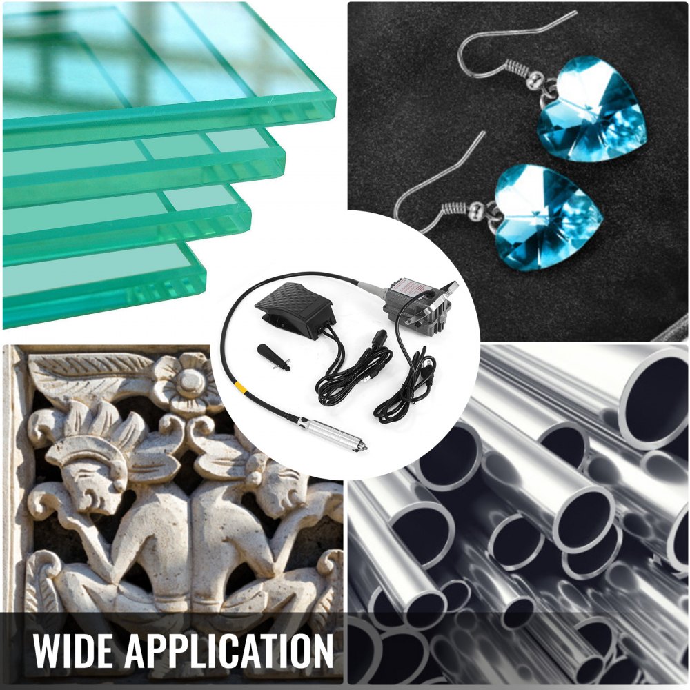 VEVOR S-R Hängende Flexwellenmühle, 4mm Schmuck Design, Reparatur Werkzeuge 0-18000 RPM, Pedal aus technischem Kunststoff, nagelneu für hochpräzises Gravieren, Schleifen, Polieren usw. 47 x 31 x 12cm