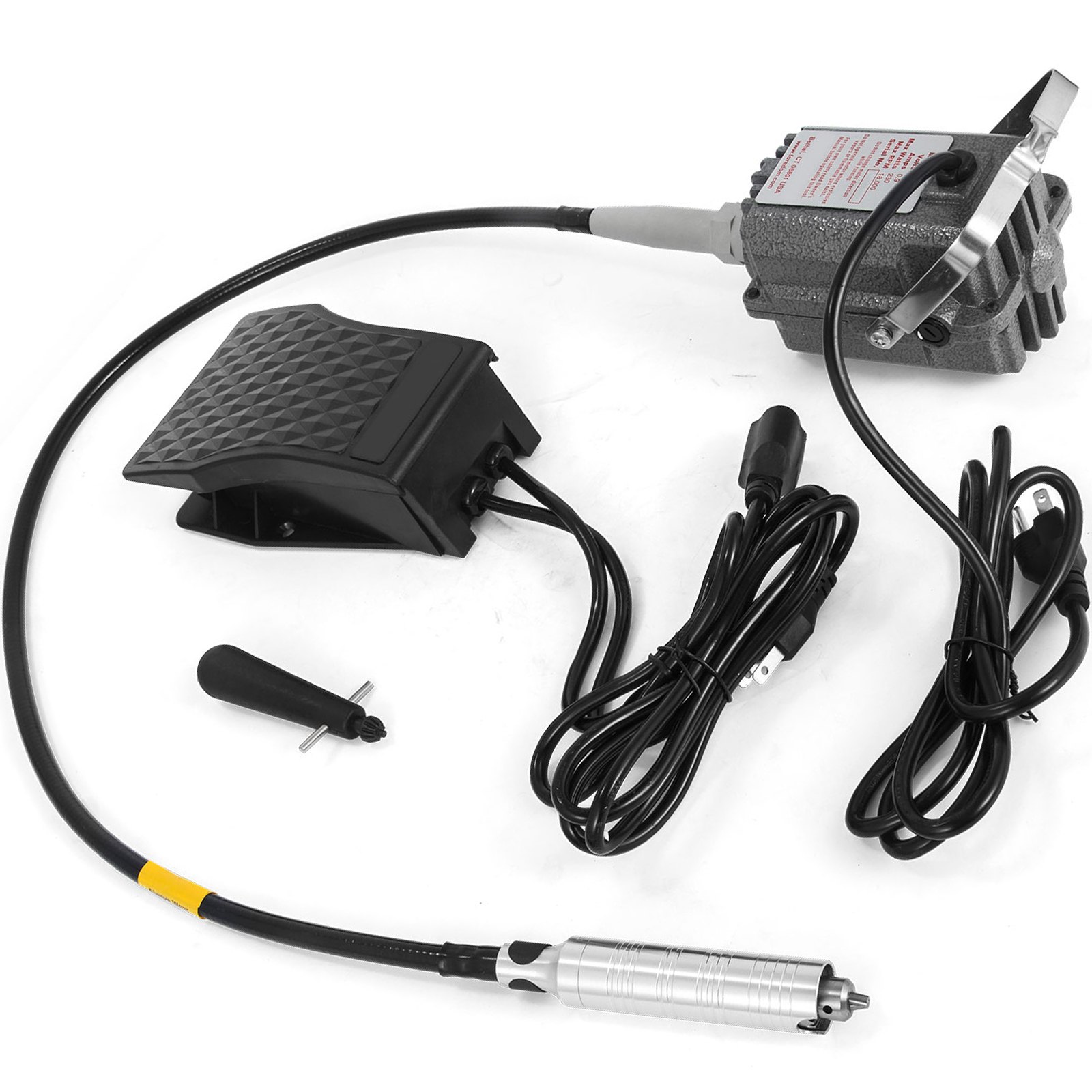 VEVOR S-R Hängende Flexwellenmühle, 4mm Schmuck Design, Reparatur Werkzeuge 0-18000 RPM, Pedal aus technischem Kunststoff, nagelneu für hochpräzises Gravieren, Schleifen, Polieren usw. 47 x 31 x 12cm