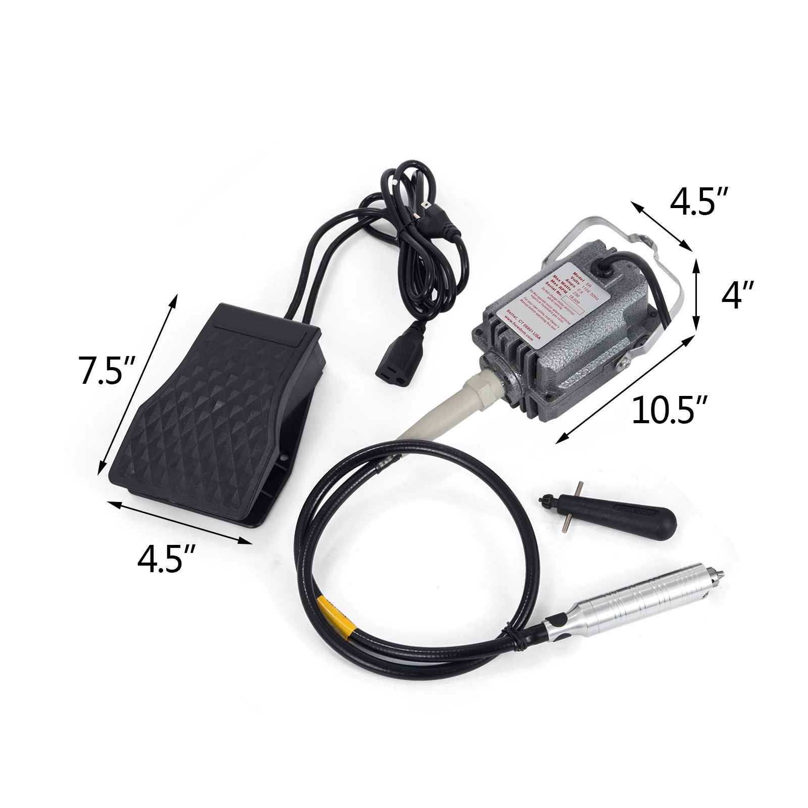 VEVOR S-R Hängende Flexwellenmühle, 4mm Schmuck Design, Reparatur Werkzeuge 0-18000 RPM, Pedal aus technischem Kunststoff, nagelneu für hochpräzises Gravieren, Schleifen, Polieren usw. 47 x 31 x 12cm