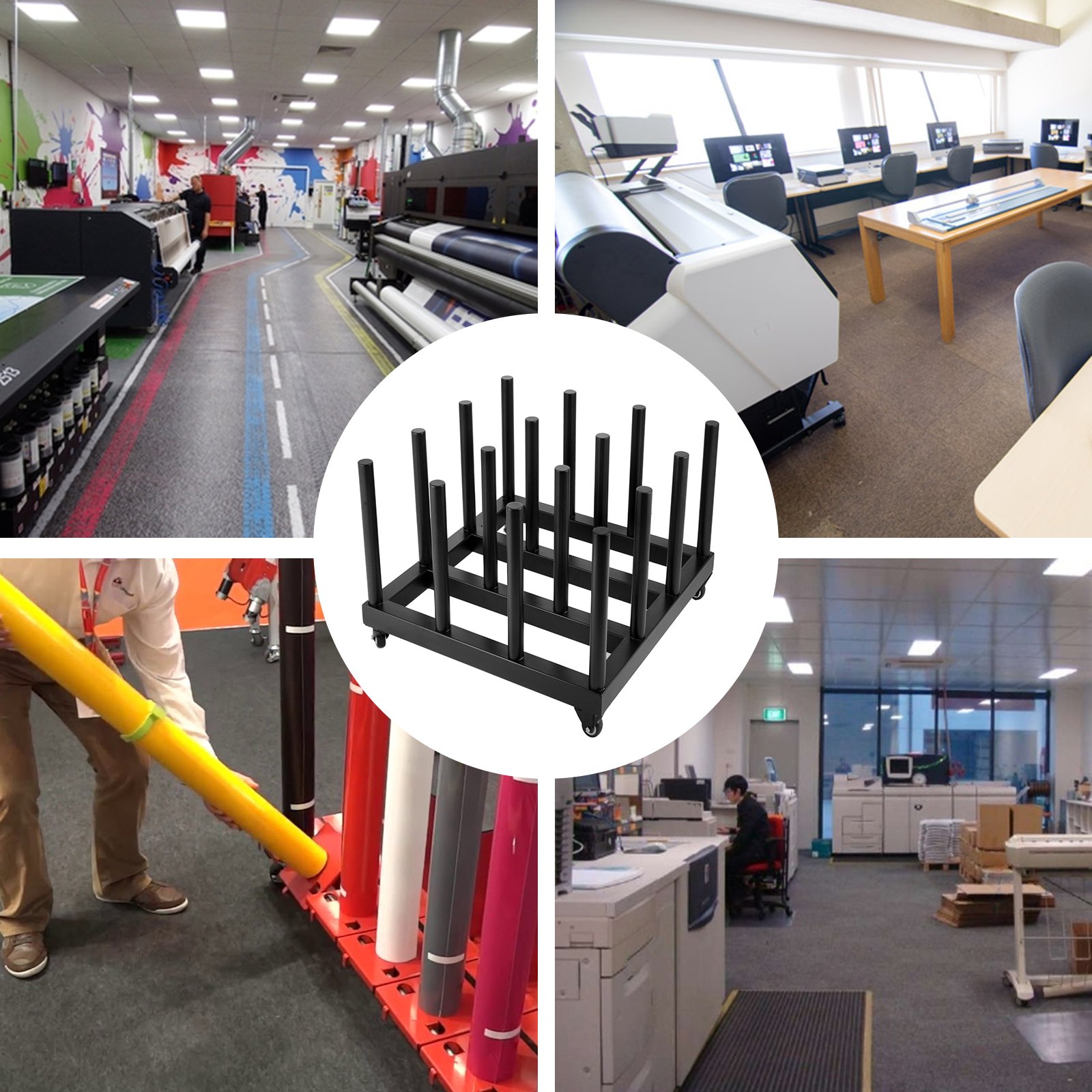 Neuer robuster mobiler Vinylwagen für digitale Medien, 16 Rollen Kapazität, 2-Zoll-Kern