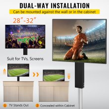 VEVR TV-Ständer für 28-32 Zoll LCD-LED-Plasmafernseher, Automatischer TV-Ständer, Aufzug für Fernseher, TV Lift Halterung 77-127 cm, Höhenverstellbar & Stabil Max. 60 kg