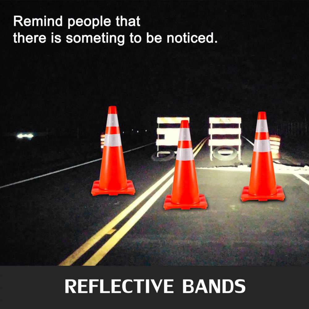 VEVOR 6er-Pack Verkehrskegel Verkehrssicherheitskegel Orange PVC 35x35cm