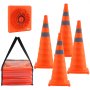 VEVOR Sicherheitskegel Verkehrshütchen, 4 Stk. Zusammenklappbare Verkehrskegel, Baukegel mit Reflektierenden Kragen, Warnkegel mit Aufbewahrungstasche, Geeignet für Verkehrskontrolle, Parkplätze