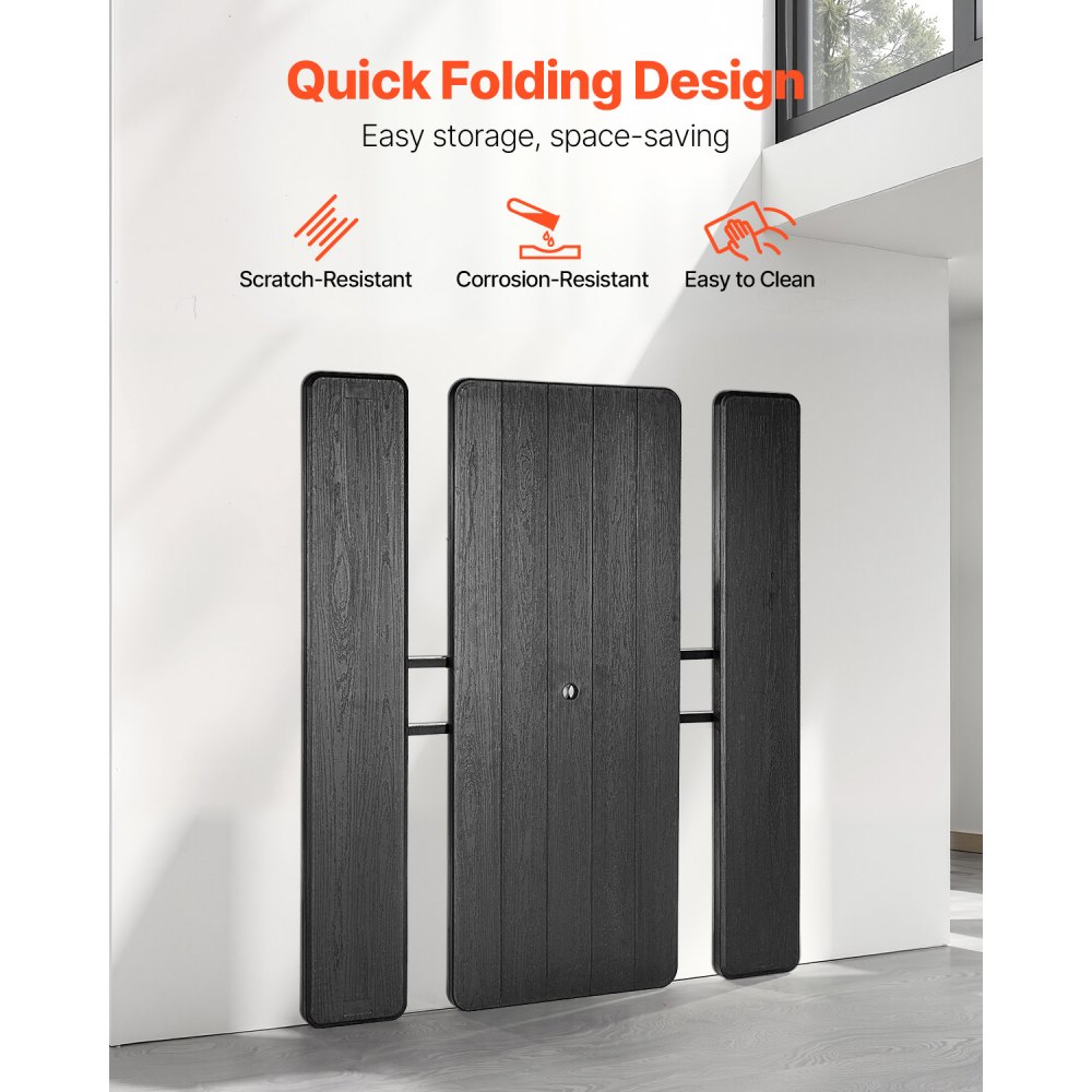 VEVOR klappbarer Picknicktisch (150 kg belastbare Tischplatte) mit 2 Bänken, Außenbank-Set aus Stahl mit Loch für Schirm, faltbarer tragbarer Esstisch für Terrasse Garten Hof Pool (schwarz)