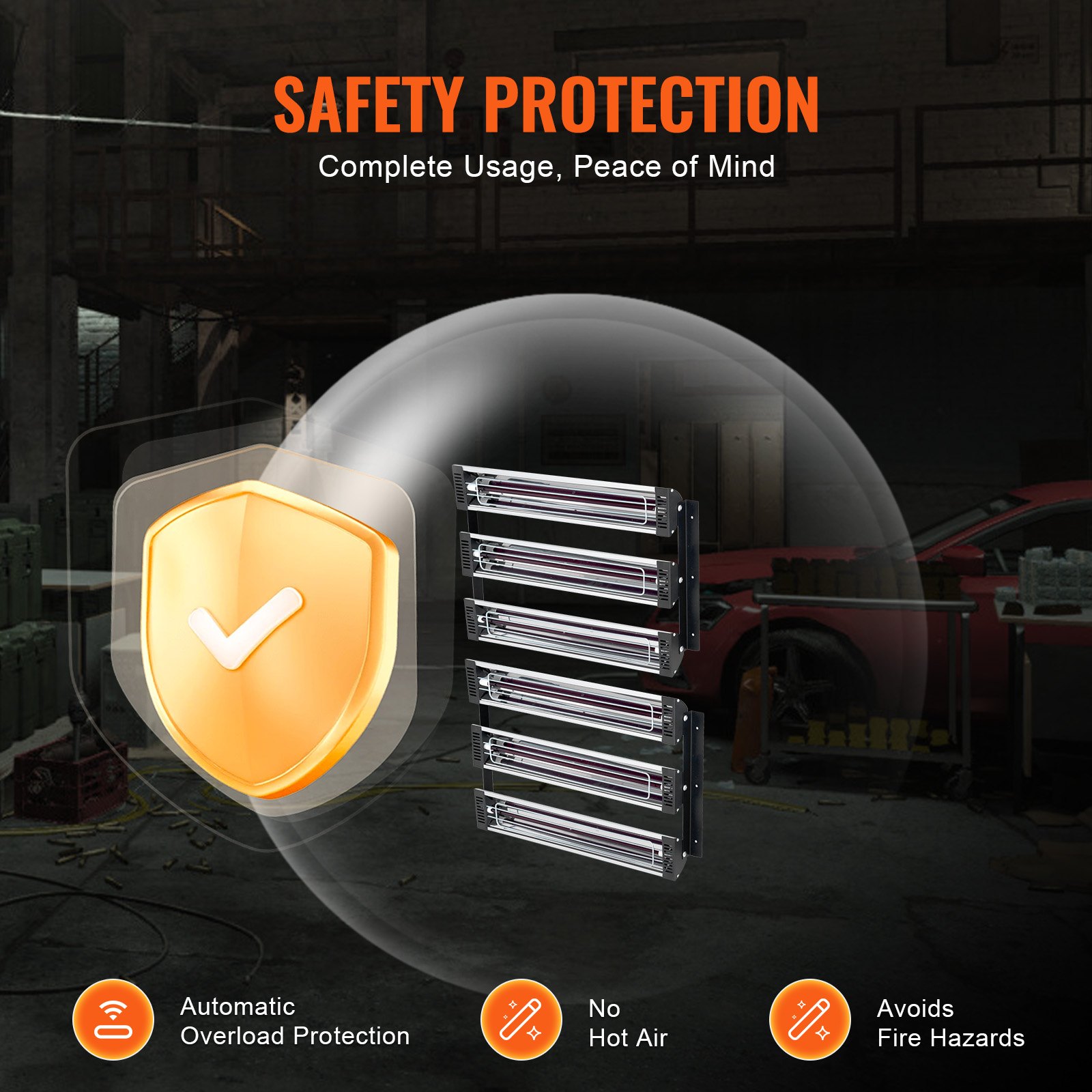 VEVOR Infrarot-Heizstrahler, Lackhärtungslampe, Wärmestrahler, Aushärten für Auto, Infrarotlack, Kochbereich, Lackheizlampe 590x372x54 mm, 2 Sets, 3000 W, Stecker NICHT im Lieferumgang enthalten