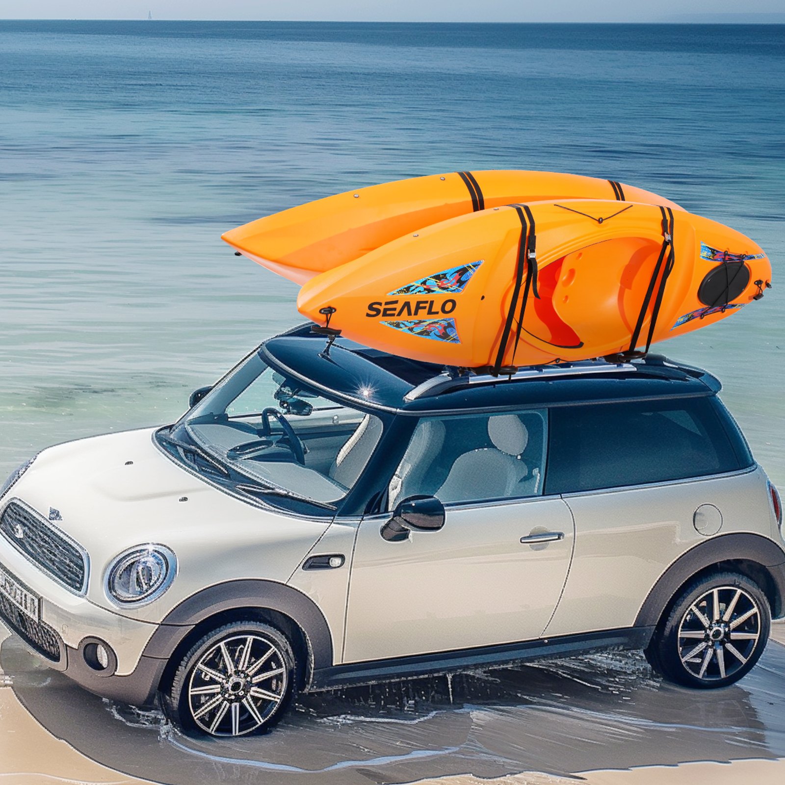 VEVOR Kajak-Dachgepäckträger, 1 Paar J-Bar, Weicher Dachgepäckträger, Befestigung Oben, Träger für Kajak, Surfbrett, Kanu, SUP, Skiboard, Montage an Auto, SUV, Lkw, 2 Kajaks