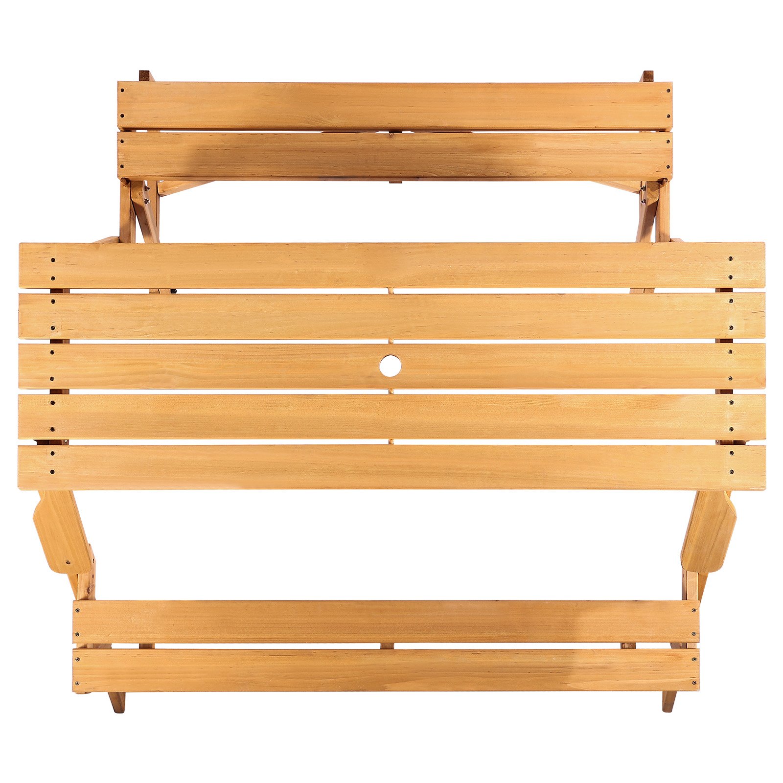 VEVOR 2 in 1 umwandelbarer & austauschbarer Picknicktisch, Outdoor-Tisch- und Bank-Set aus Holz, tragbare, faltbare Bank mit Loch für Schirm, Essmöbel für Garten, Hinterhof, Veranda (braun)